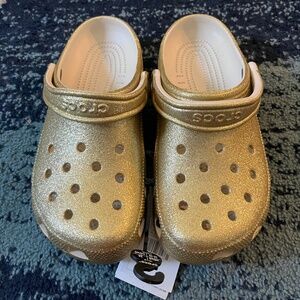 Gold glitter crocs